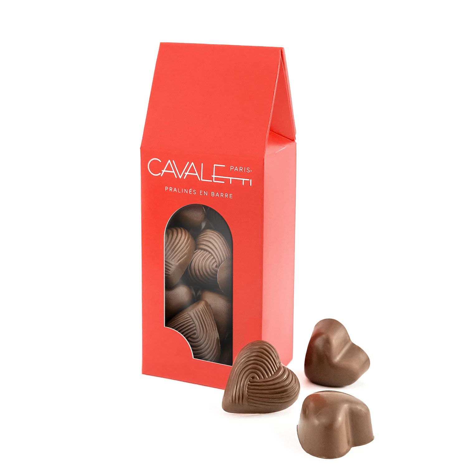 Coeurs guimauve par Cavaletti Paris. Au chocolat noir, lait et guimauve vanille, fourré d'un coeur au praliné à l'ancienne. Idéal fête des mères ou sait Valentin. en format ballotin.