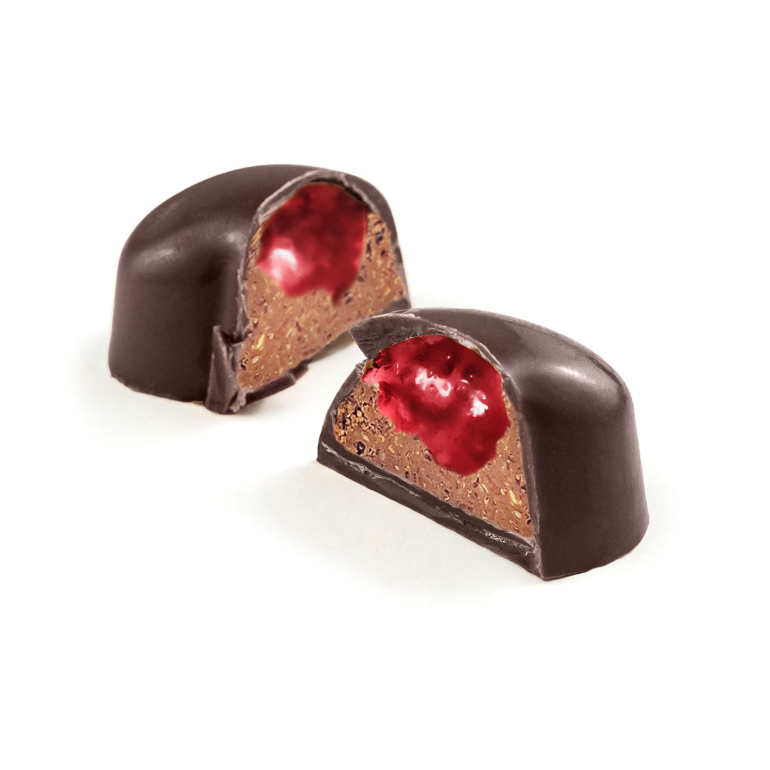 Coffret Cavaletti Paris Coeurs au chocolat noir fourrés au praliné à l'ancienne, et coulis de framboise pour la fête des mères ou la Saint Valentin. 