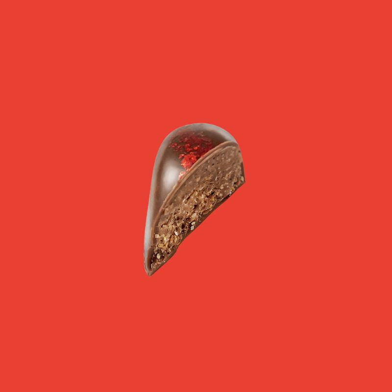 Coeur fourré au praliné à l'ancienne, par Cavaletti Paris. enrobé de chocolat au lait. 
